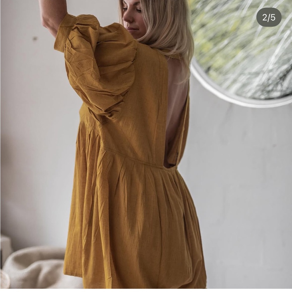 Avy & Co Sol Bloomer Playsuit Jumpsuit Romper Ochre One Size Oversized Low Back